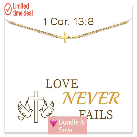 Gold Cross Bracelet with Bible Verse Engraving, Adjustable 7" Chain - Picture 1 of 8